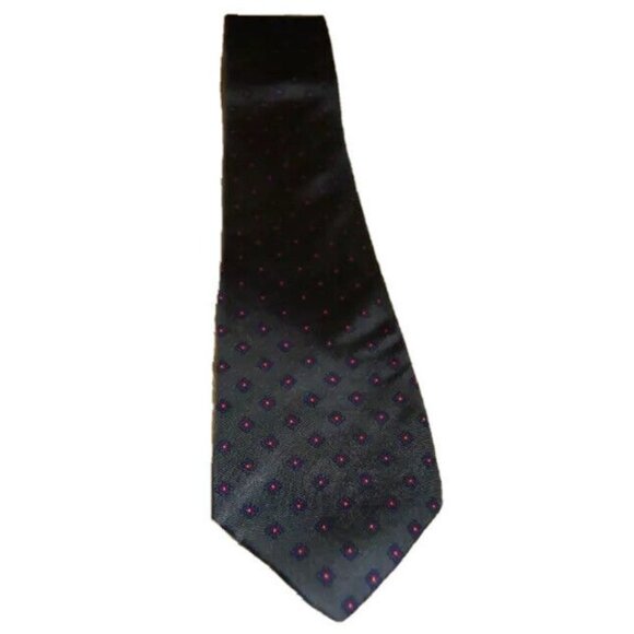 Yves Saint Laurent Gray Diamond Print 100% Imported Silk Men's Vintage Neck Tie - Picture 1 of 1